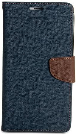 GMYLE Galaxy Mega 6.3 Case, (R) Wallet Case Classic for Samsung Galaxy Mega 6.3 I9200 - Navy Blue & Brown Cross Pattern PU Leather Slim Magnetic Flip Stand Cover