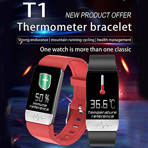 Jjsm T1 Thermometer Smart Bracelet Watch Immunity Measurement ECG Electrocardiogram SpO2 Heart Rate Monitoring Manufacturer Red
