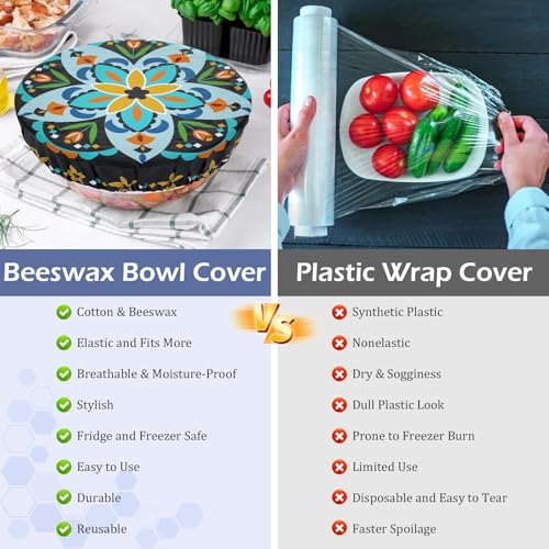 5Pcs Reusable Beeswax Elastic Bowl Covers for Bread Proofing and Food Cover - image 7