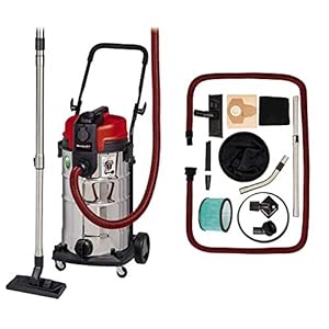 Einhell Nat-/ Droogzuiger TE-VC 2340 SAC (1200 W, filterreinigingssysteem voor fijnstof, 40 l roestvrijstalen container, incl. Diverse filters & sproeiers, 3 meter slang, booradapter), Rood, zwart