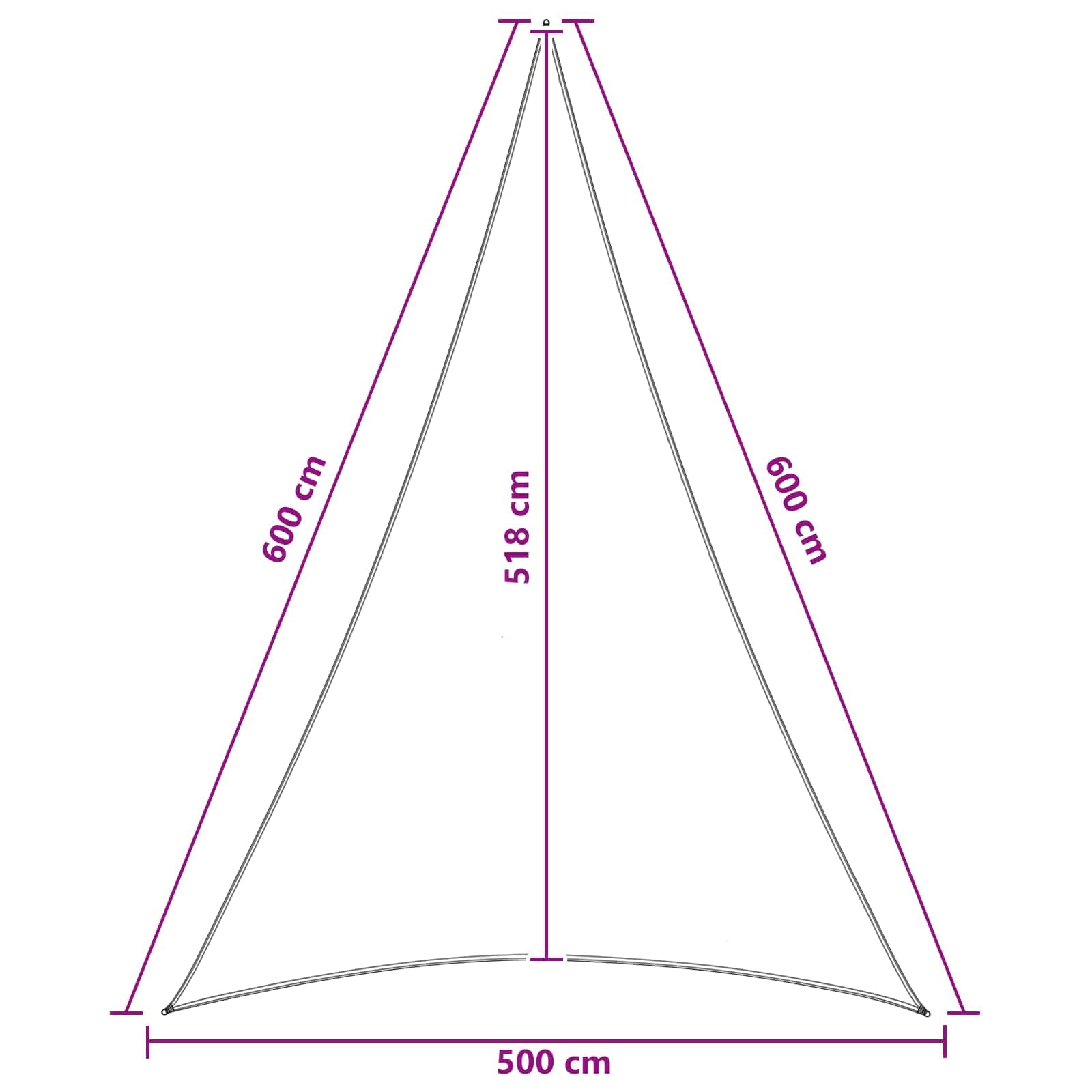 Tenda parasole triangolare, 5 x 6 x 6 m, HDPE, protezione UV, per giardino, terrazza