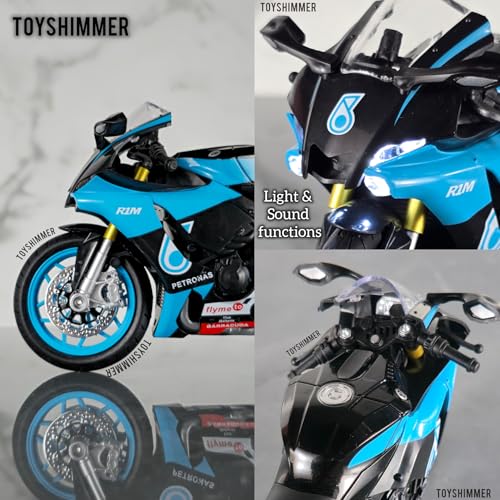 Image of die cast Yamaha R1M Model Toy Metal Bike 1:12 Scale Realistic Alloy Metal with Light and Engine Sound Motorcycle Toy, Model Bike, Best Gift for Boys Men Kids Children.