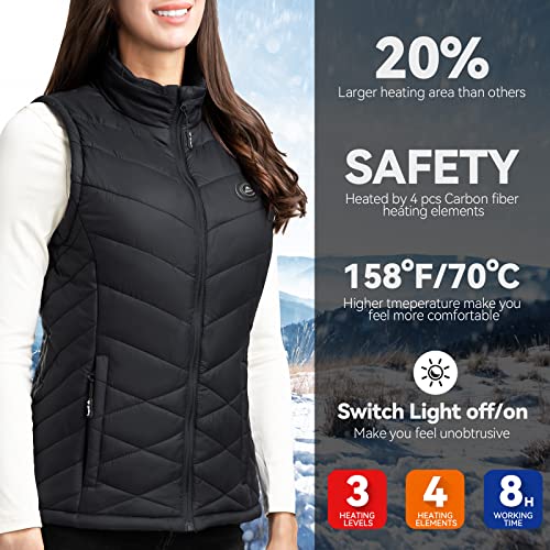 Ihood Heated Vest Women With 7.4V Battery Pack, Lightweight Electric Stand Collar Heated Vest For Women Zip Padded Gilet #TOP1