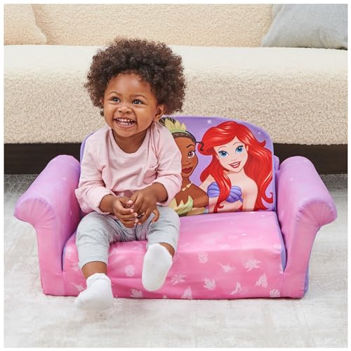 Marshmallow Furniture, Children's 2-in-1 Flip Open Foam Compressed Sofa, Disney Princesses