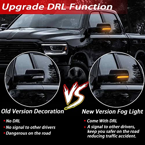 BINQIGOO 2PC Rear Side Mirror Marker LED Amber Sequential Dynamic Turn Signal Light Assembly Lamps Compatible with 2019-2023 Dodge Ram 1500 Rear View Mirrors Indicator Lamps (Smoked style) by BINQIGOO - Image 3