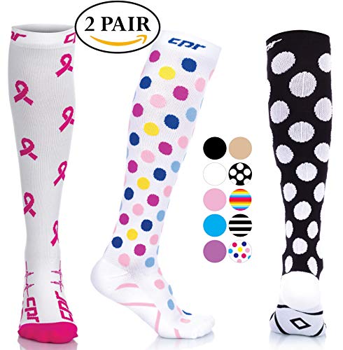 CPR Compression Socks for Women Men Nurses Compression Stockings for Woman Graduated Compression Sock 20 30 mmHg Knee High Nursing Travel Comfortable Compression Socks