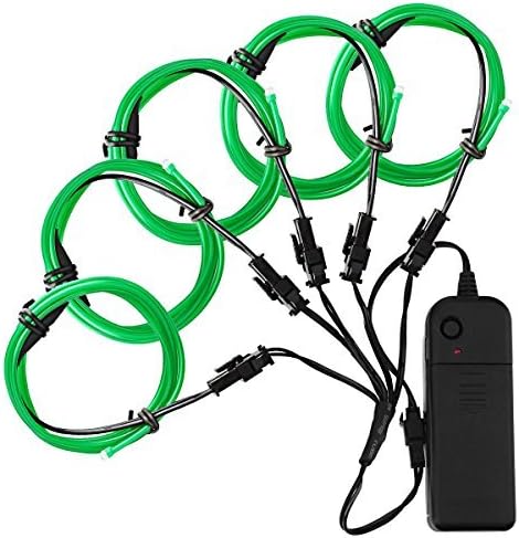 ZITRADES EL Wire Kit 5 by 1M, Portable Neon Lights for Parties, Electric Forest, Halloween, Blacklight Run, DIY Decoration, Christmas (Green)