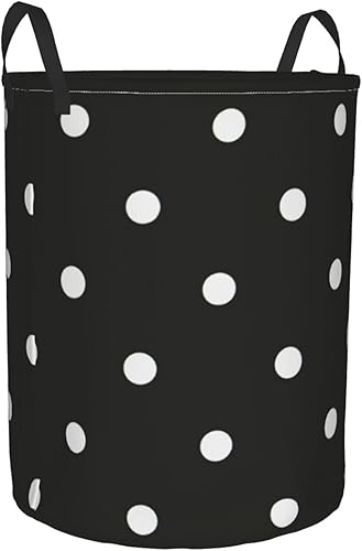 Miniatura 2 de Cesta redonda para ropa sucia de lunares blancos y negros organizador de contenedores de almacenamiento cesta de lavandería portátil