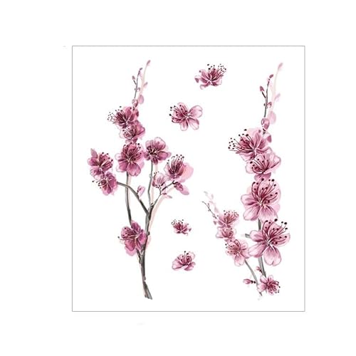 8 pcs Tatuaggi Temporanei Di Simulazione Durevole Impermeabile Da Donna Tatuaggi Temporanei Fiore Di Ciliegio Stile Antico Clavicola Ragazza Fiore Rosa