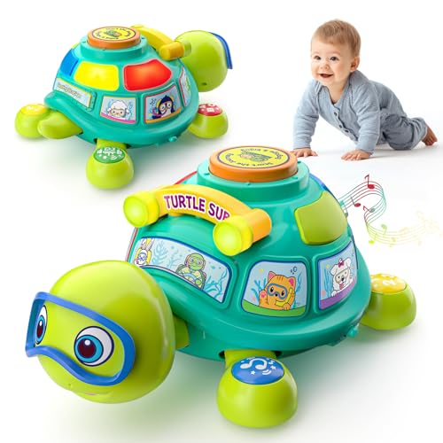 Image of Zardali Baby Toys 6-12 Months, Musical Turtle Tummy Time Developmental Crawling Toy for 6 7 8 9 10 Months, Educational Bilingual Infant Toy 6-9-12 Months, Baby Boy Girl Birthday Gifts