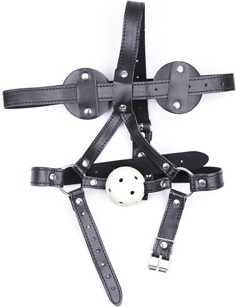 BDSM Silicone White Ball Gag Role Play Adjustable PU Leather Bondage Gags & Blindfold Set Fetish Restraints Sex Toys for Adult Couple Slave SM Game