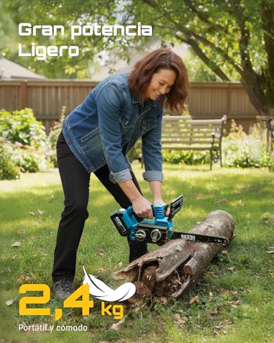 Miniatura 7 de Seesii Motosierra A Batería 12 Pulgadas, 1200 W Con Depósito De Aceite, 2 4,0 Ah Baterías 8000 Mah, Motosierra Eléctrica Inalámbrica Portátil Para Podar Árboles Y Jardinería