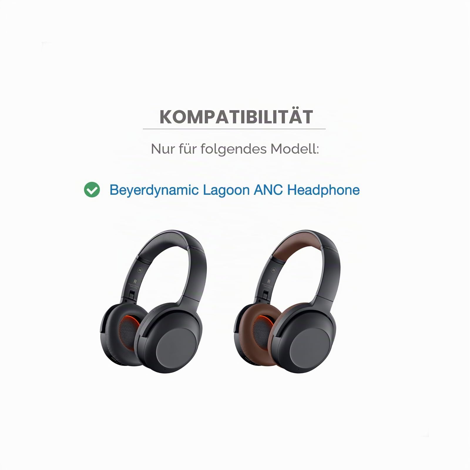 Lagoon Kopfband-Kissenbezug, kompatibel mit Beyerdynamic Lagoon ANC-Kopfhörern, 6-mm-dick, weiches Kissen zur Druckentlastung, kein Wackeln, Reißverschlussschieber, mit Aufhängeschlaufe