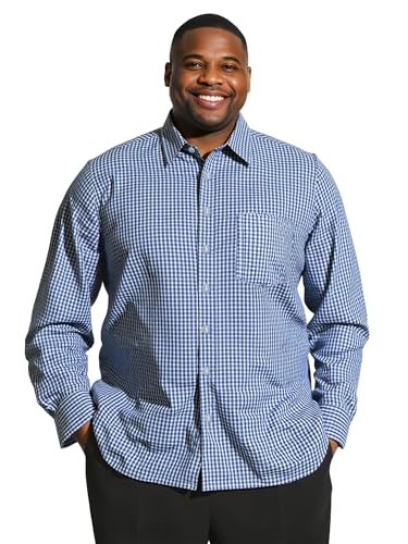 Big and Tall Shirts for Men, Long Sleeve Casual Dress Shirts Button Down with Pocket for Business,Travel,Daily Wear