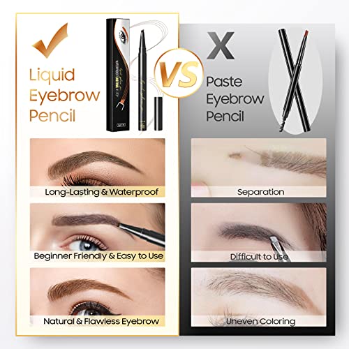 Eyebrow Pencil Eyebrow Microblading Pen - Eyebrow Makeup Micro 4 Point Brow Pen Lift & Snatch Makeup Pen Long-Lasting Waterproof Brow Pen, Creating Natural Looking Brows Effortlessly (03 Gray) #TOP3