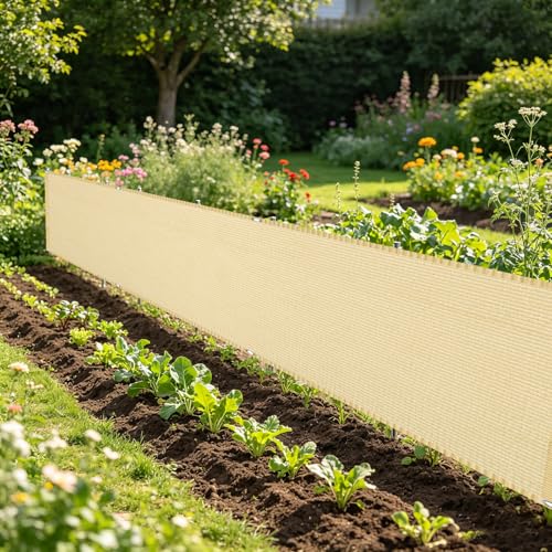 LIHUANE Pantalla Privacidad Balcón 140 x 250 cm Protección contra El Viento Protección Solar Balcon Privacidad con Cuerda y Bridas para Balcones Jardines Terrazas, Color Crema