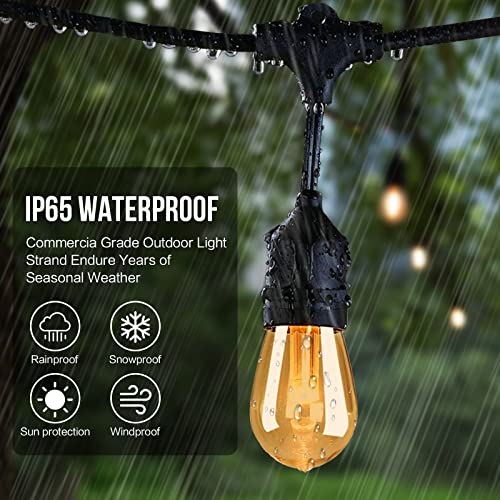 Outdoor Rgbw String Lights, 48Ft Outdoor Patio Lights With 15 E26 S14 Edison Glass Bulbs, Fcc Certified, Commercial Grade Dimmable String Lights For Bistro Backyard Garden, Remote Controllers #TOP4