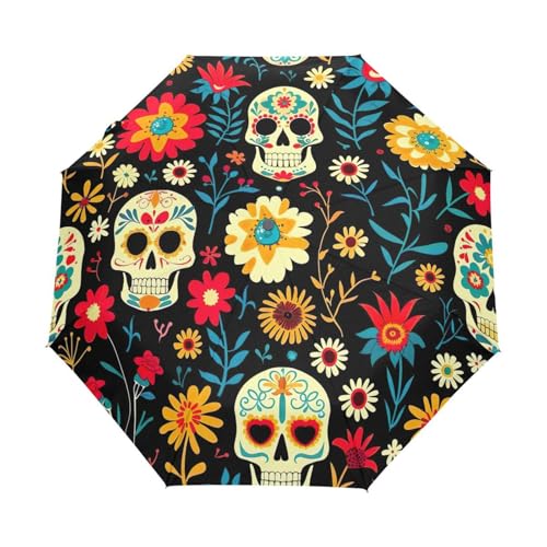 Parapluie compact GAIREG crâne mexicain pour sac à main et trajets urbains sous la pluie