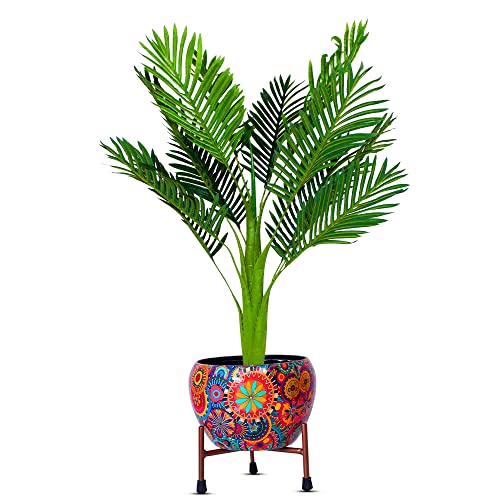Kayra Decor Pygmy Artificial Palm Tree - Artificial Plants for Home Decor Big Size with Black Pot (Palm Tree Areca - 3 Feet)