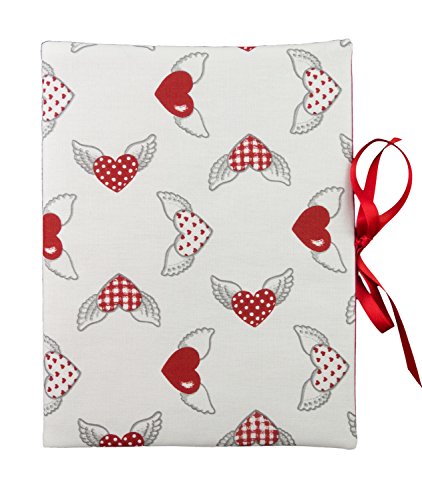 bettina bruder - Sammelmappe DIN A4 - innen 30 Sichthüllen - Fliegende Herzen rot-weiß - innen Punkte