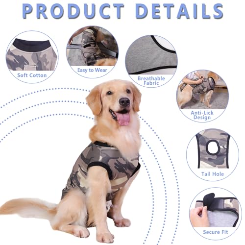 Image of PET Glam Recovery Suit for Dogs Cats, After Surgery, Alternative E-Collar Dog CAT. PET Shirt Breathable Abdominal Wounds, Neuter Cotton, Prevent Licking Onesie Surgical (Green, XS)
