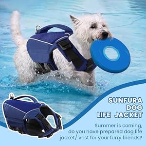 SUNFURA Dog Life Jacket, Reflective Dog Life Vest Dog Swimming Vest with High Flotation for Boating, Adjustable Lightweight Dog Life Preserver with Rescue Handle for Small Dogs, Blue S SUNFURA Dog Life Jacket, Reflective Dog Life Vest Dog Swimming Vest with High Flotation for Boating, Adjustable Lightweight Dog Life Preserver with Rescue Handle for Small Dogs, Blue S