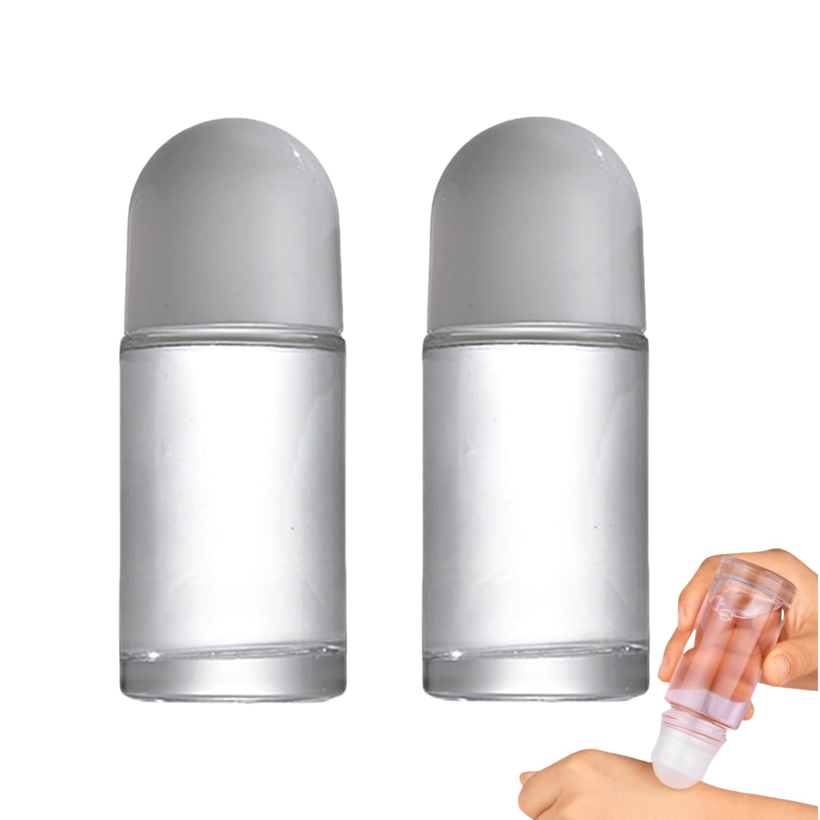 Dwang 2 Pcs 50ML Glass Empty Roller Bottles with Plastic Roller Ball, Deodorant Roll On Bottles Containers Leak Proof Massage Roller Ball Bottle with Cap for Essential Oil Perfume Cosmetics (White)