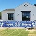 Happy 35th Birthday Banner Balloons Gift Crystal Glittery Stars Confetti Theme Decor Decorations for Men Women 35th Birthday Party Cheers to 35th Years Party Bday Supplies Silver and Blue Backdrop