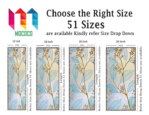 Image of MOCOCO Premium Vinyl Privacy Stained Window Glass Sticker (24x96 Inch) - Self-Adhesive Decorative Film Opaque Sheet Tint Wallpaper for Glass Cover Window, Door, Office, Home.| Anti-UV. Blue Leaves