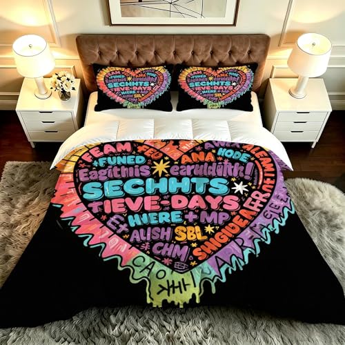ZZXHG Edredón Estampado 3D Suave y Transpirable | A Color Graffiti Estampados, Nórdico Lavable para Todas Las Estaciones, Incluye 2 Fundas de Almohada 50x75 cm, para Cama Individual_A20306