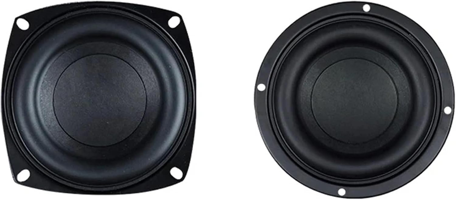 1Pcs 4 Inch Subwoofer Speaker 4/8 Ohm 100W Woofer Square/Round Deep Bass Long Stroke Loudspeaeker DIY(Square,4 ohm)