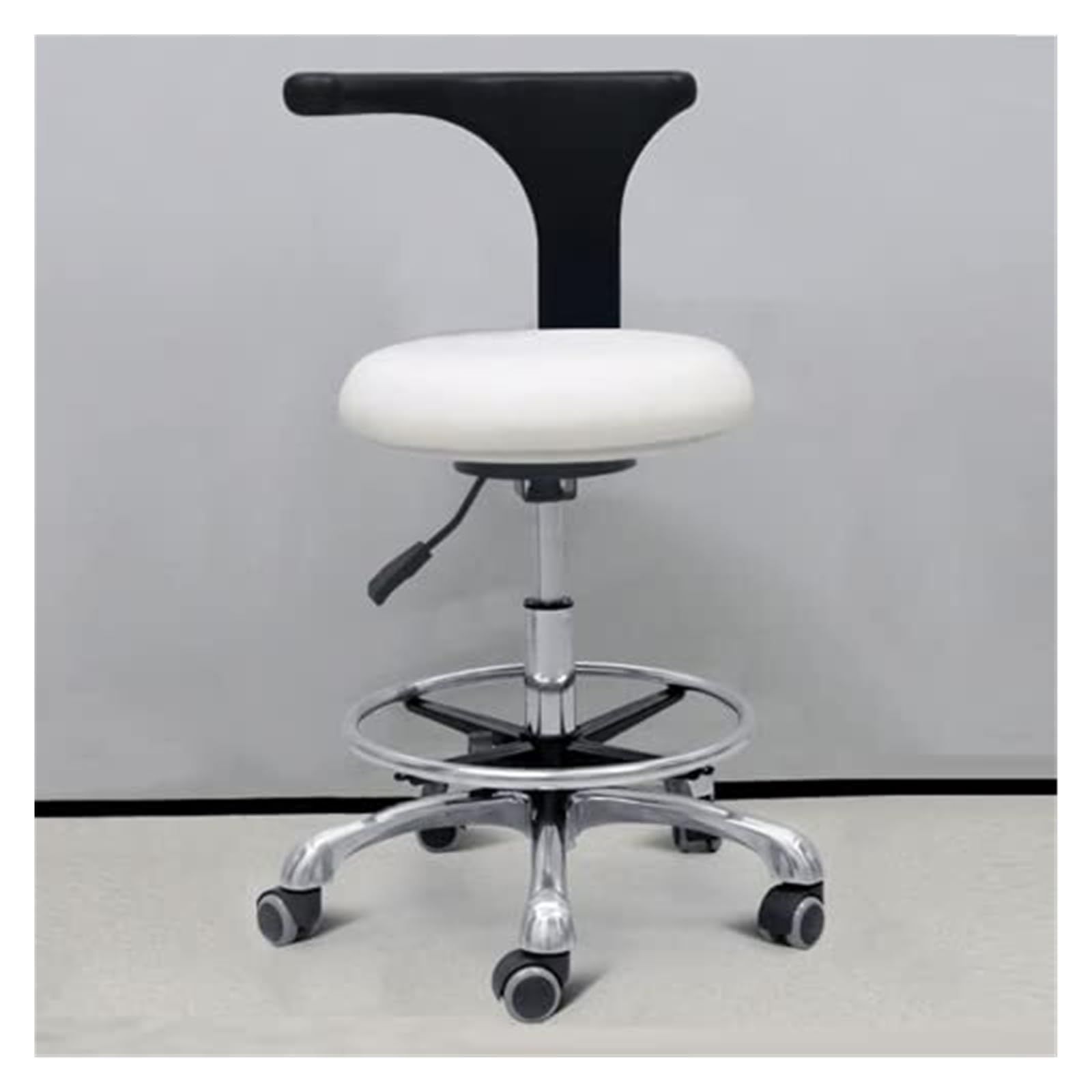Sedia da dentista, sgabello medico, sgabello per assistente odontoiatrico, rotazione a 360°, in pelle PU, sgabello da salone, altezza regolabile (D3)