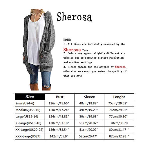 Cardigã feminino Boho frente aberta grosso sólido manga comprida solto tricotado blusas com bolsos,