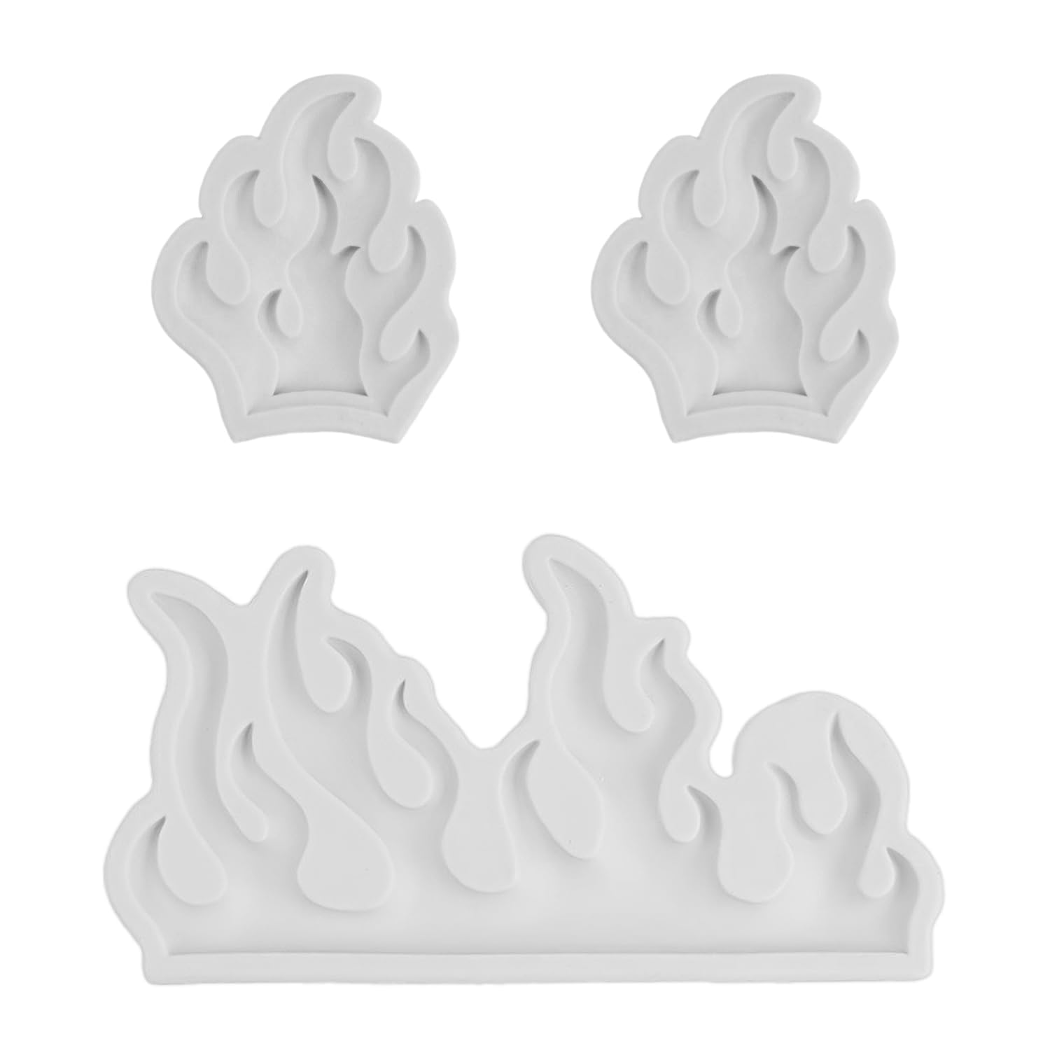 Hinfhi Grey 3 Pieces Flame Silicone Mold, Creative Gummies Mold, Diy Dessert Cake Chocolate Props, Reusable, Kitchen Baking Accessories.