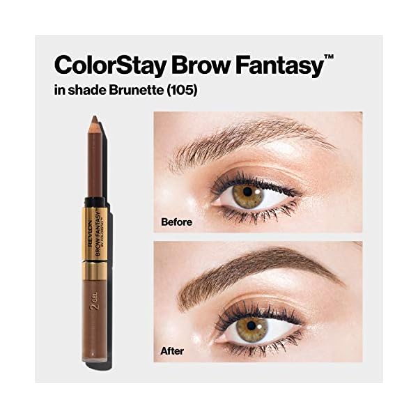 Revlon-Brow-Fantasy-Pencil-Gel-by-ColorStay-Dark-Brown Revlon Eyebrow Gel & Pencil, ColorStay Brow Fantasy 2-in-1 Eye Makeup, Longwearing with Precision Tip, 106 Dark Brown, 0.04 Oz