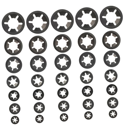 Unomor 210pcs Bearing Clamp Retaining Ring Assortment Washers Retaining Rings U Versatile Wheel Bearing Lock Washer Large Bearing Clip Ring Bearing Clamp Washer Carbon Steel Black