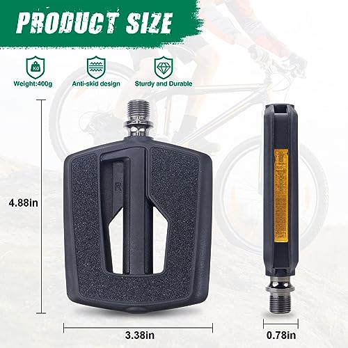 MEGHNA Bicycle Pedals with Reflectors Non-Slip Pedals Accessories for E-Bike, Trekking Bike, City Bike, Black, standard size - Image 3