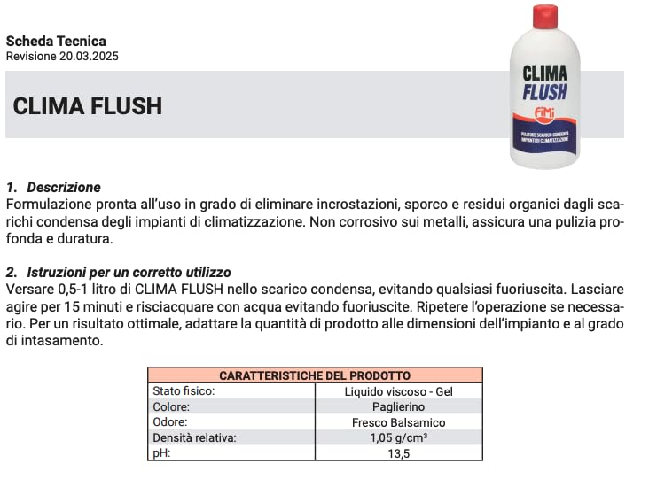 Clima Flush Fimi, pulitore scarico condensa per impianti di climatizzazione