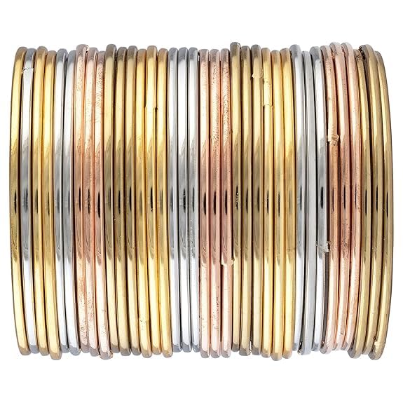 Image of I Jewels Traditional Lightweight Classic Slim Stacked Bangles Set for Women
