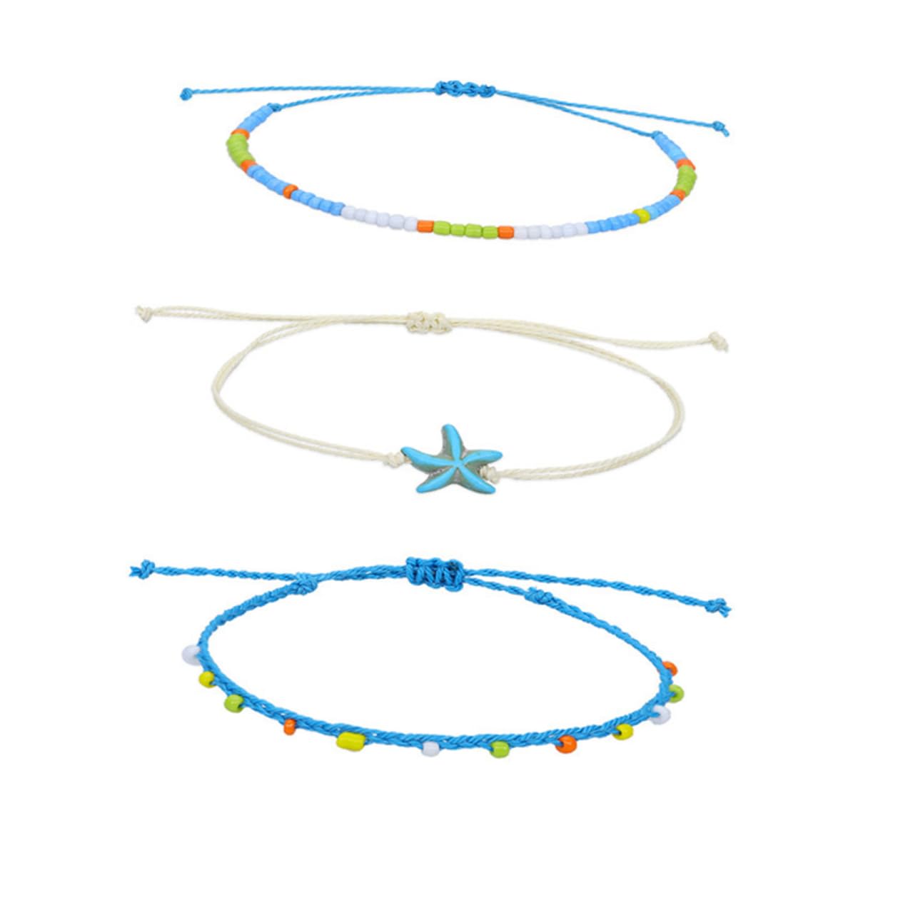 Chaîne de pieds 3pc, bracelet à cheville ajusté et accessoire bijoux chaussures - 8
