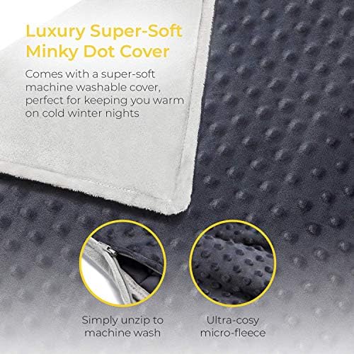 Cosi Home Luxury Weighted Blanket Suitable for Adults - 6.8kg with Ultra-Soft Washable Cotton Cover - Heavy Sensory Blanket for Deep-Pressure Therapy & Relaxation (Grey)