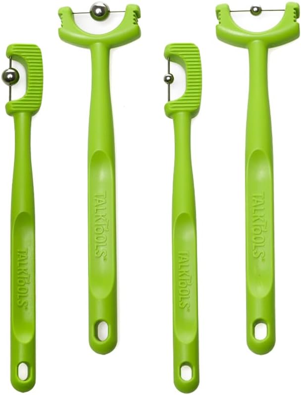 Tongue Tip Lateralization and Elevation Tools | Therapeutic Tool Set for Apraxia, Dysarthria | Improve Feeding Skills, Speech Clarity and Jaw Stability | Jaw Alignment - Set of 4 - Inst. Booklet -Lime