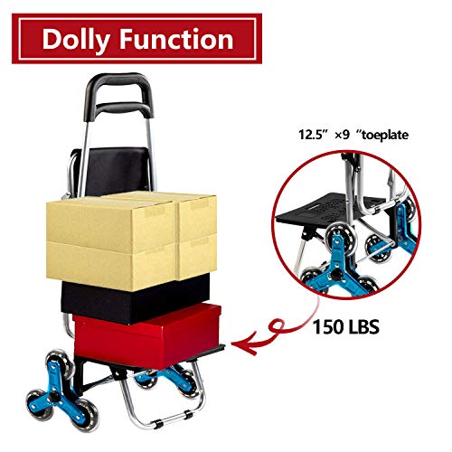 Besthls Shopping Cart with Seat,Stair Climbing Multipurpose Folding Shopping Grocery Cart Utility Cart,Red