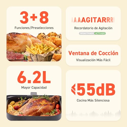 COSORI Air Fryer 6,2 L med fönster och 12 matlagningslägen