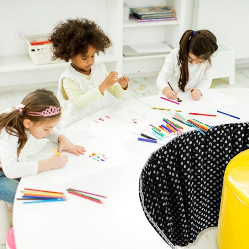 Image of Oudain 14 ft Black and White Polka Dots Table Skirt Cloths for Teacher Desk Boho Wrinkle Polka Dots Table Cover Skirt for Kindergarten Classroom Kidney Shaped Desk Back to School Supplies