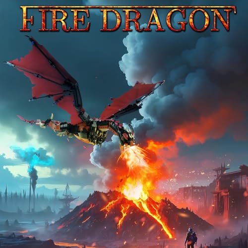 Image of QFJ Ideas fire Dragon Building Set,Compatible with Mainstream Brands Adults Collectible MOC Dragon Model STEM Toy for Fans Home Decor,Creative Gift for Kids Boys & Girls 8-16 (1018 PCS)