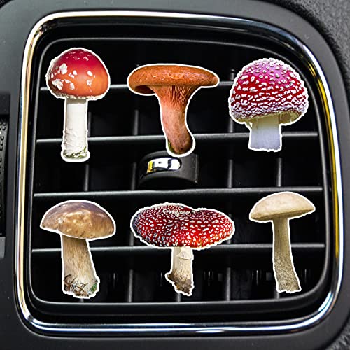 Image of 6 Pcs Mushroom Air Vent Clips, Cute Toadstool Mushroom Car Air Fresheners Vent Clips Funny Car Diffuser Vent Clip Car Decoration Interior Decor Cars Accessories for Women Men