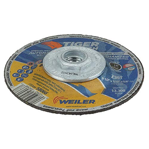 Image of Weiler 58066 4-1 /2 inch x 3 /32 inch Tiger Mechanized Pipeline, Z30T, Type 27, 5 /8 inch-11 Nut (Pack of 10)