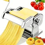 Pasta Maker Machine With 7 Adjustable Thickness Settings, Stainless Steel Manual Noodle Maker,Pasta...