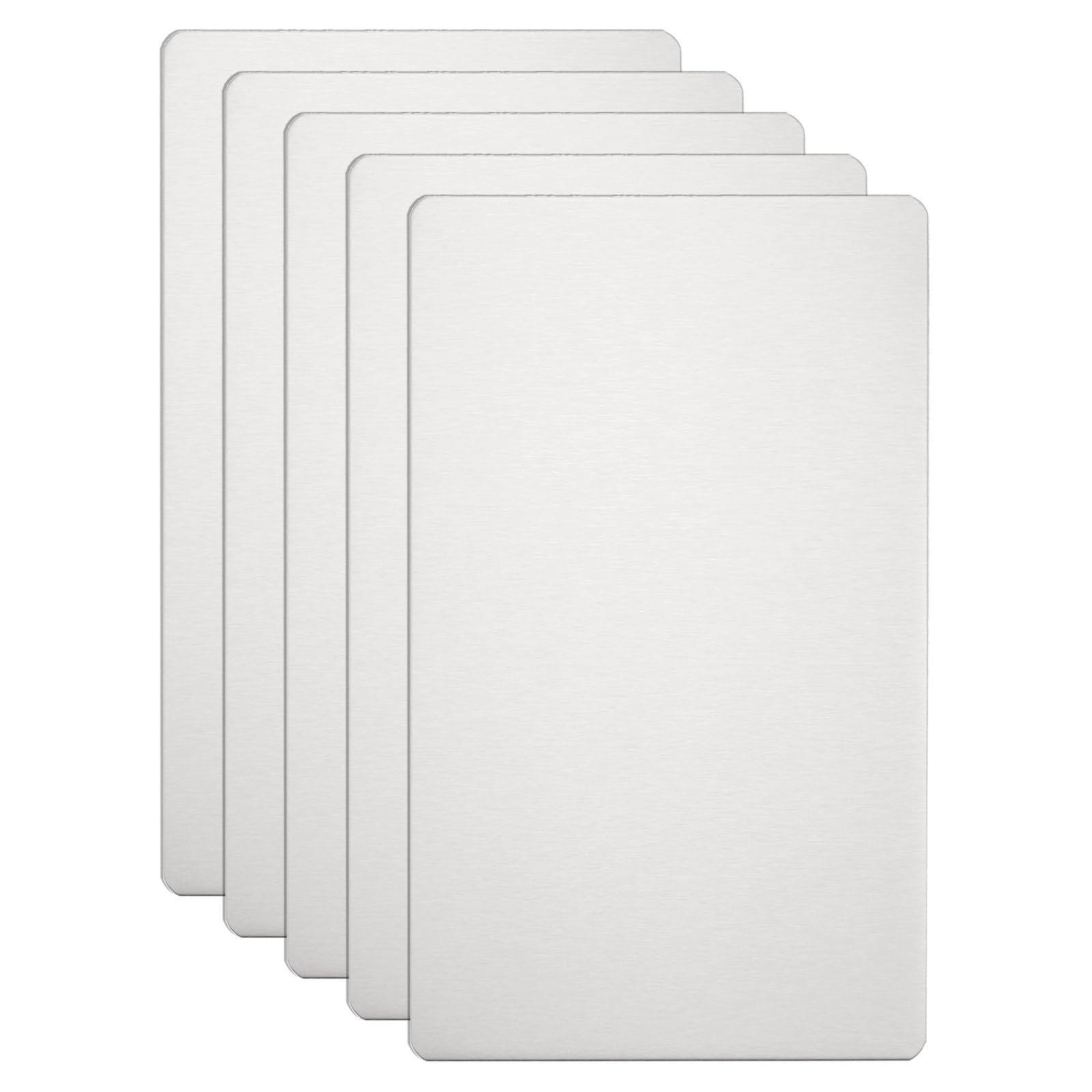 sourcing map 5pcs Metal Business Card 100 x 60 x 0.5mm 304 Stainless Steel Brushed Laser Engraving Cards Custom Blanks CNC Engraving Sheets for House Office DIY Gift Invitations, Silver
